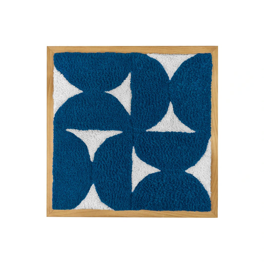 Tableau en tufting modèle Diabolo coloris bleu et blanc