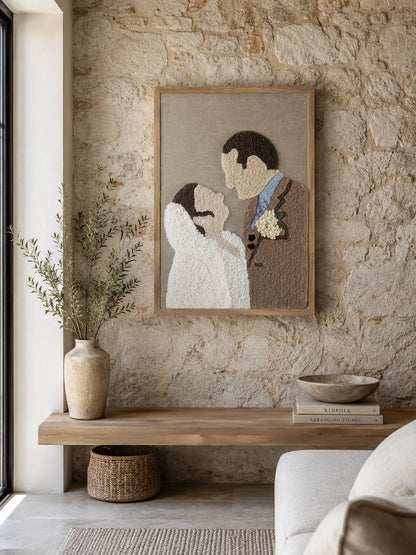 Résultat d'une photo de mariage transformée en tableau de laine